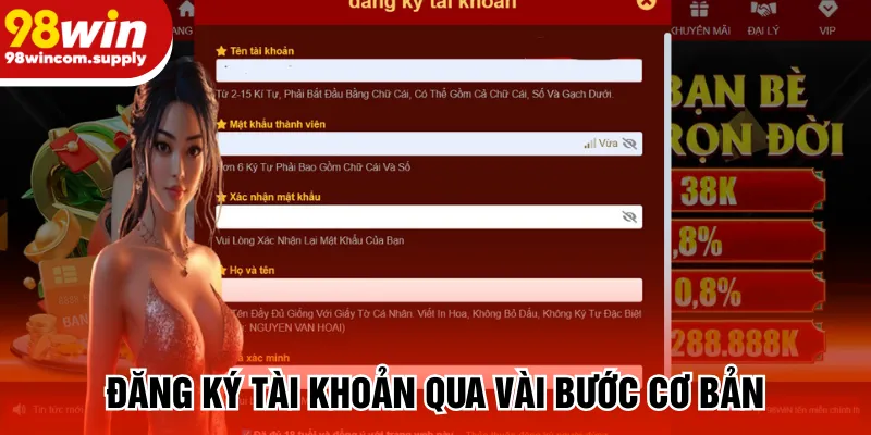 Đăng ký tài khoản qua vài bước cơ bản