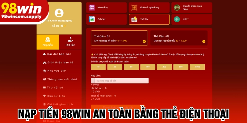 Tăng ví cược an toàn bằng thẻ điện thoại